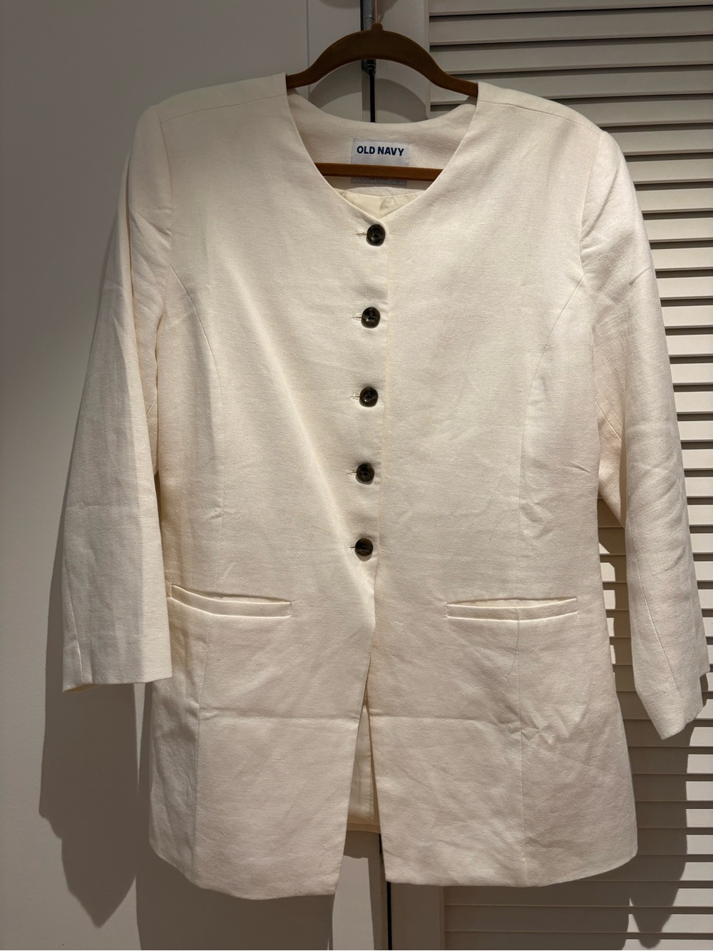 Old Navy Cream Button-Front Blazer Jacket